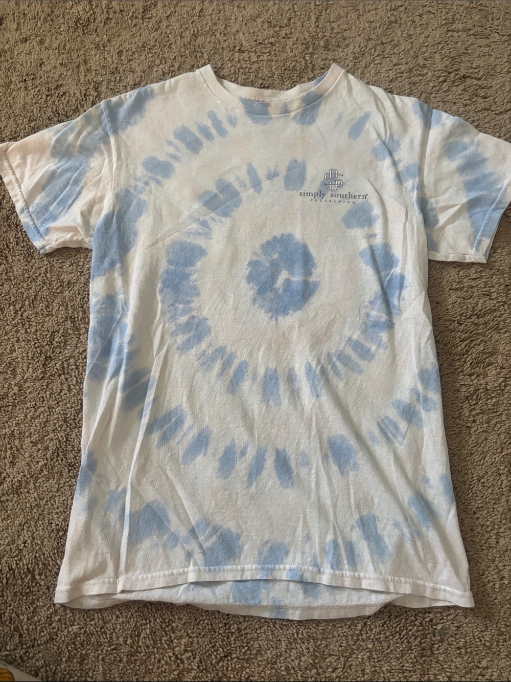 Simply Southern White & Light Blue Spiral Tie-Dye Short Sleeve Tee